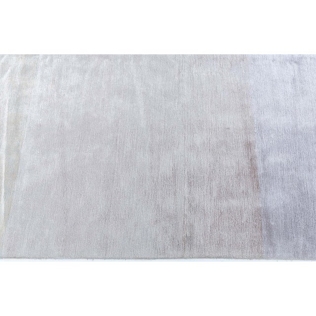 Modern Stripes Light Gray Handmade Silk Rug "Silversheen" by Doris Leslie Blau For Sale In New York - Image 6 of 8