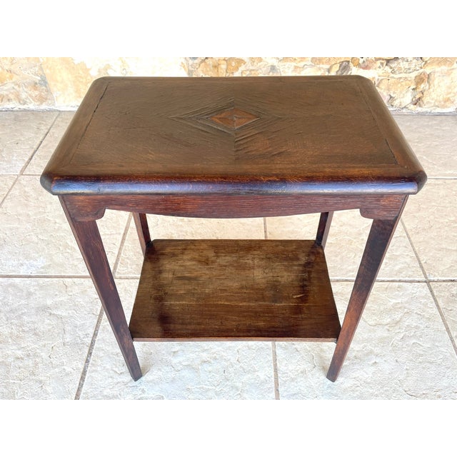 Art Deco Walnut Side Table with Shelf, 1930s For Sale - Image 6 of 18