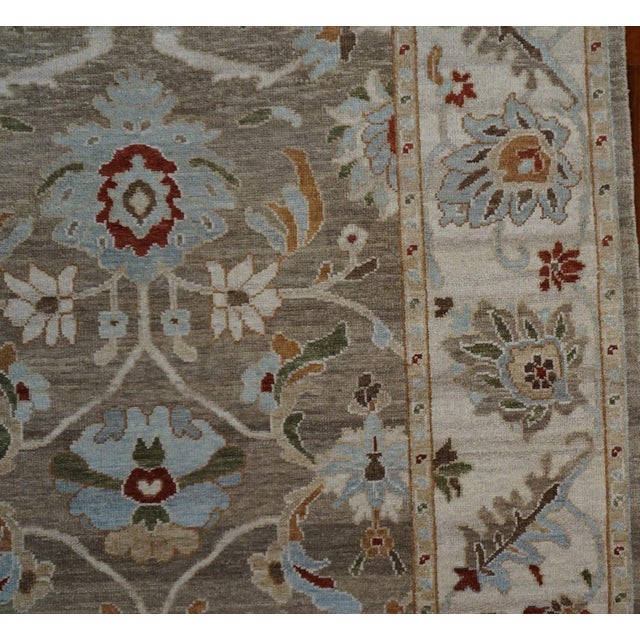 Afghan Sultanabad Masters Wool 5 x 8 Ivory, Grey, Green & Light Blue Handmade Area Rug #1143143