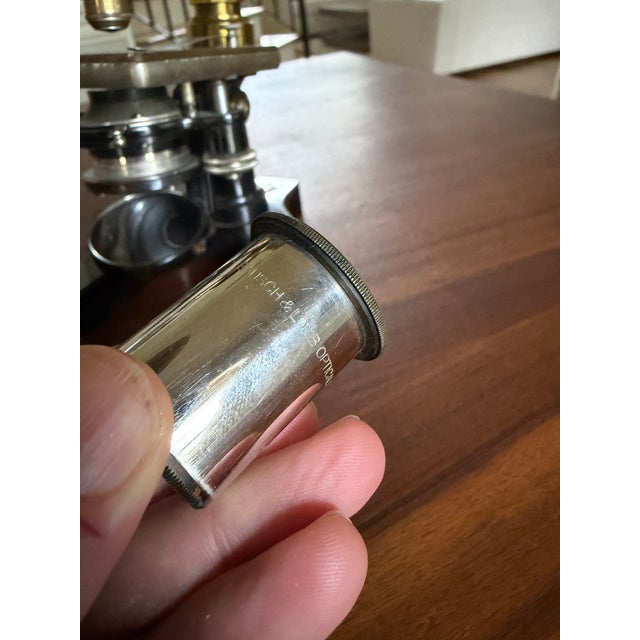 Metal Early 20th Century Bausch & Lomb Brass Microscope in Original Cabinet For Sale - Image 7 of 18