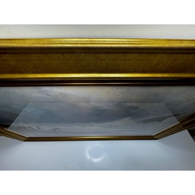 Large Gilt Framed Victorian Painting High Tide Off Trebarwith Strand Beach Dramatic Cornish Shipwreck by Charles Sim Mottram Rba, c.1894 For Sale - Image 6 of 18