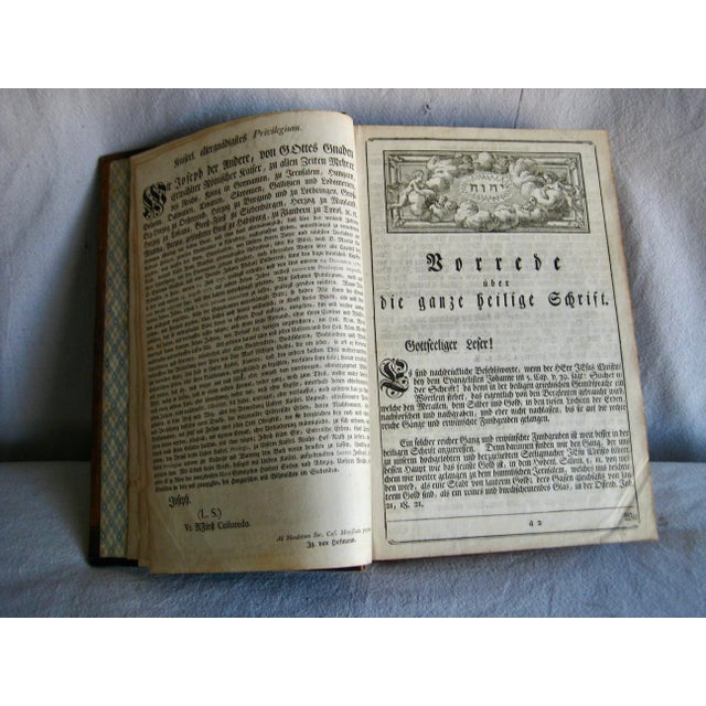 Brown Lutheran Germain Large Leather Bound Bible From the 17 Hundreds For Sale - Image 8 of 16