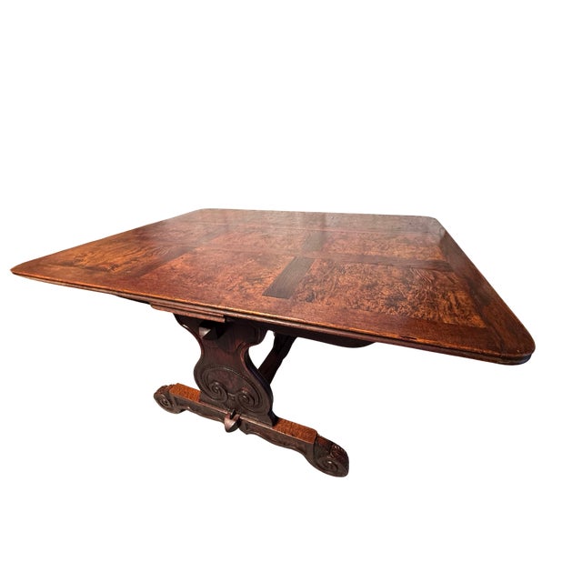 Antique French Oak & Elm Trestle Base Dining Table For Sale - Image 11 of 11