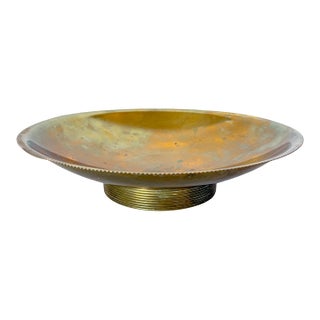 1930s Large Brass Pedestal Bowl Micro Scallop Edge for Chase Brass and Copper Company, 12" For Sale