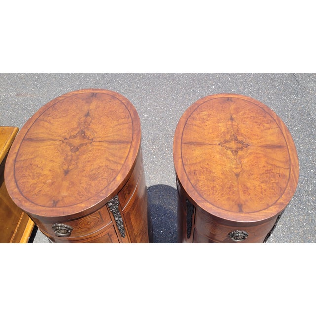 Pair 1920s Tall Oval French End Table Night Stands For Sale - Image 14 of 18
