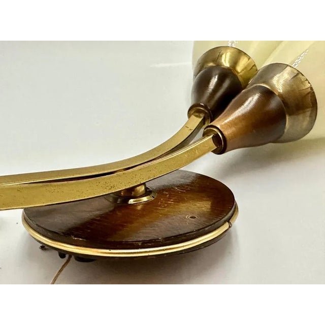 1950s Mid-Century Wall Lamp in Brass and Wood, 1950s For Sale - Image 5 of 8