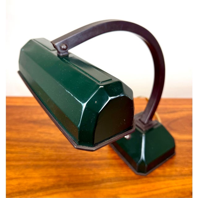 Vintage Art Deco Mid Century Modern Adjustable Desk Banker’s Lamp For Sale - Image 9 of 12