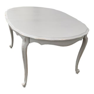 French Provincial Gustavian Style Gray Dining Table For Sale