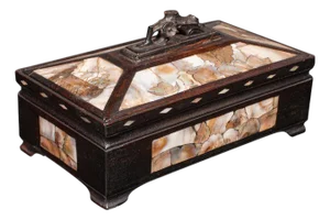 Antique Glove Box, Oriental, Inlaid Decorative Casket, Qing Dynasty, Edwardian