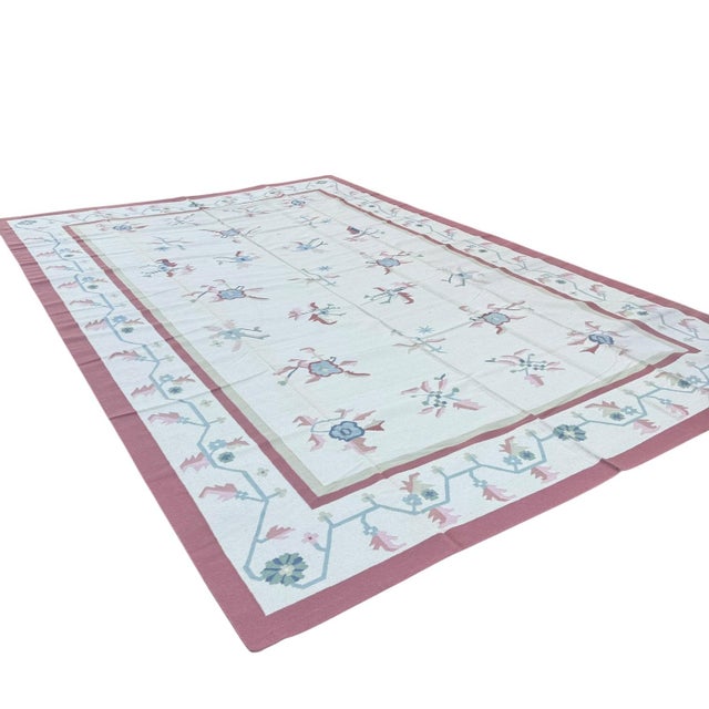 Handmade Indian Dhurrie | Pastel Flatweave Kilim | 12x18 For Sale - Image 4 of 6