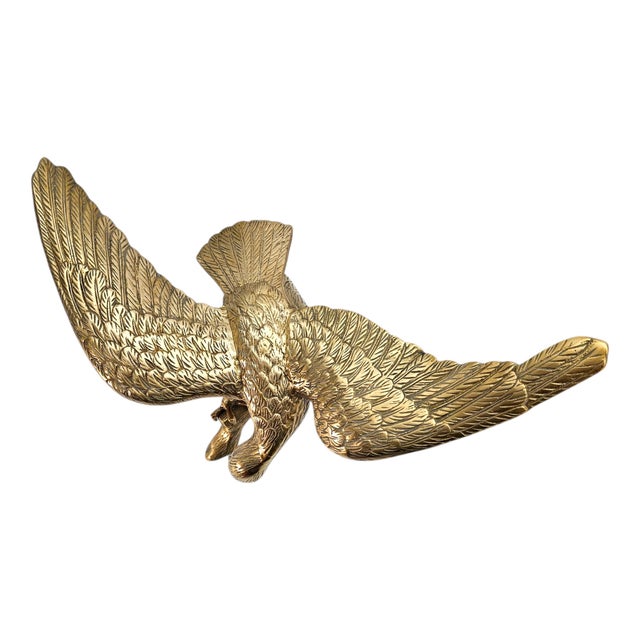 Large Vintage Brass Eagle Landing on Branch Sculpture — 24" Wingspan For Sale - Image 15 of 17