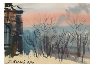 Janis Brekte, Winter Day, 1969, Watercolor on Paper
