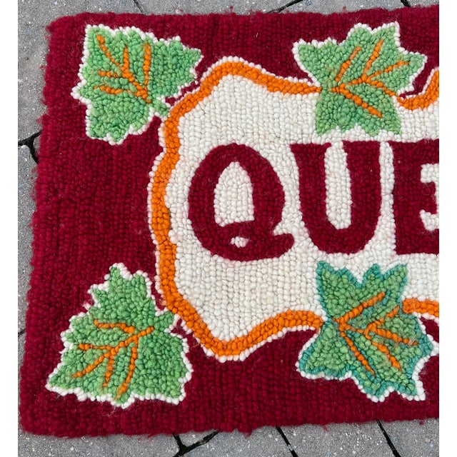 Cabin Vintage Hooked Wool "Quebec" Fiber Art Wall Hanging For Sale - Image 3 of 9