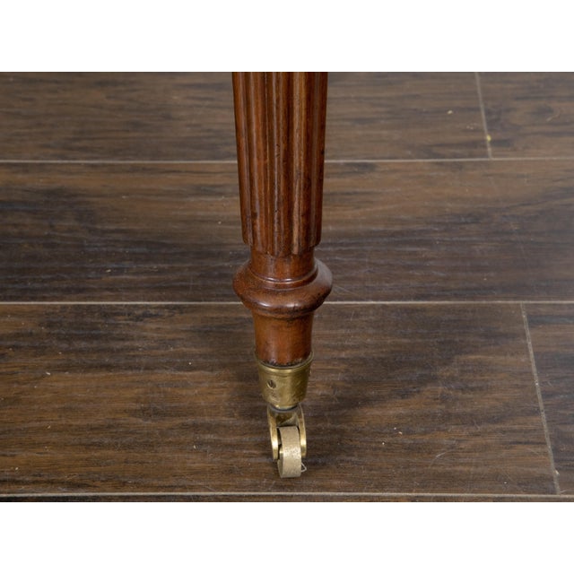 English English 19th Century Mahogany Desk with Green Leather Top and Reeded Legs For Sale - Image 3 of 12