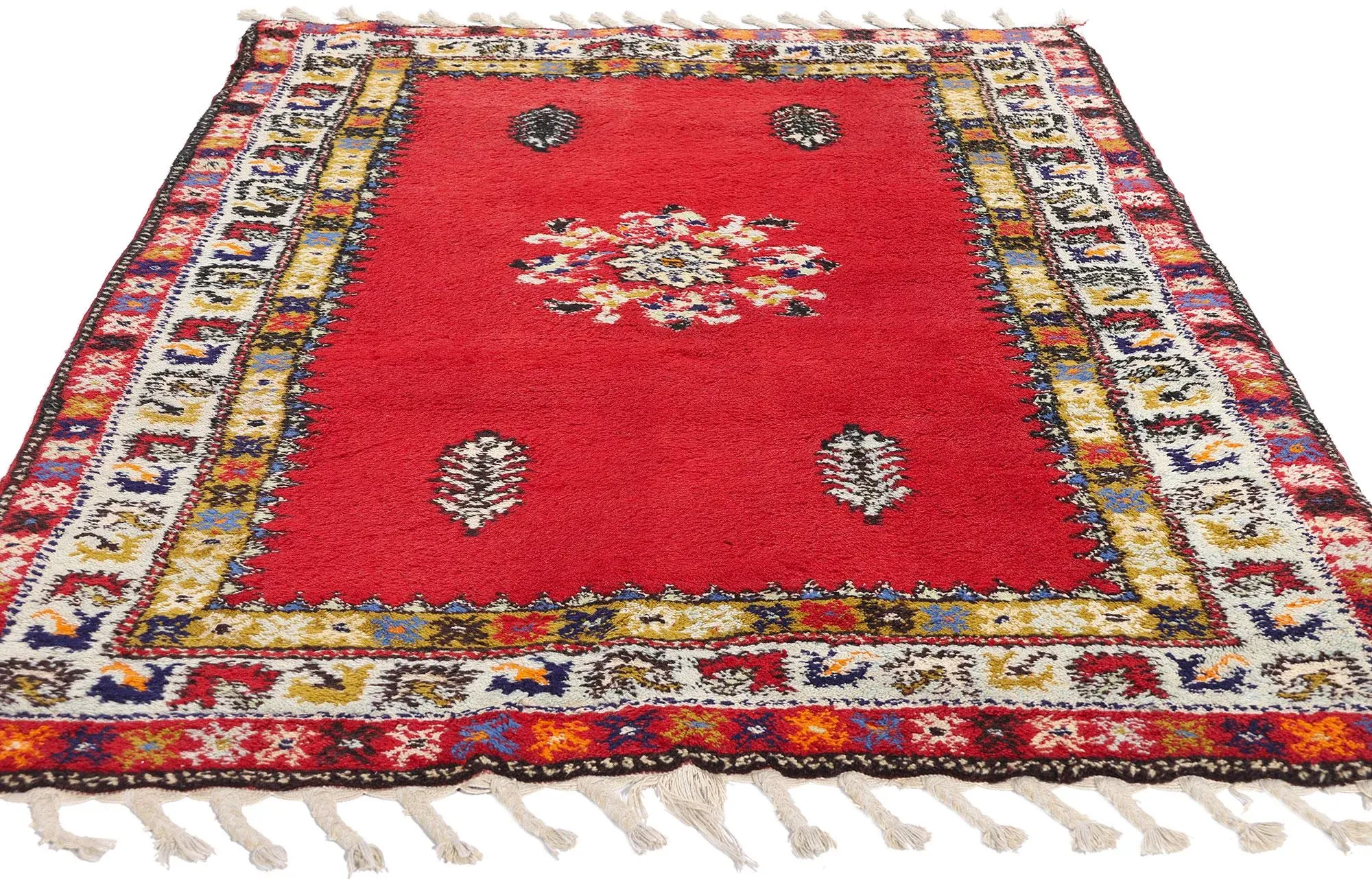 Vintage Red Rabat Moroccan Rug - 04'02 X 06'04 | Chairish