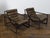 Metal Pair of Mid 20th Century Industrial Iron Sling Transat Chairs with Brown Leather For Sale - Image 7 of 12