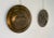 Pair of hanging brass plates produced in Italy in the 1940s. The classic art deco subjects are represented and are in...