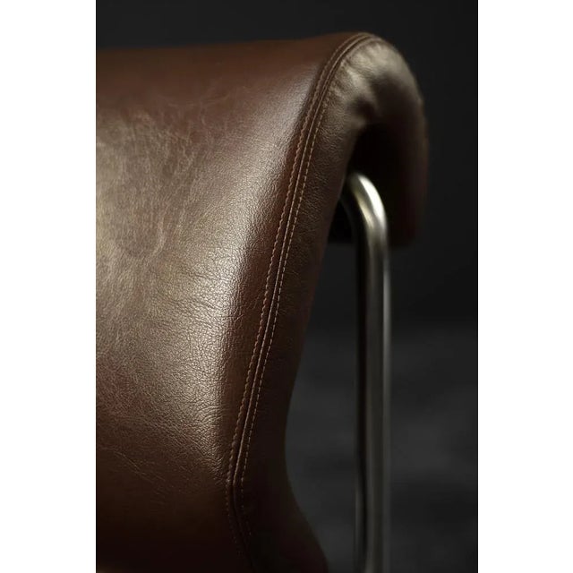 Mid-Century Modern German 2-Seater Brown Steel Frame Lounge Sofa, 1970s For Sale - Image 12 of 18