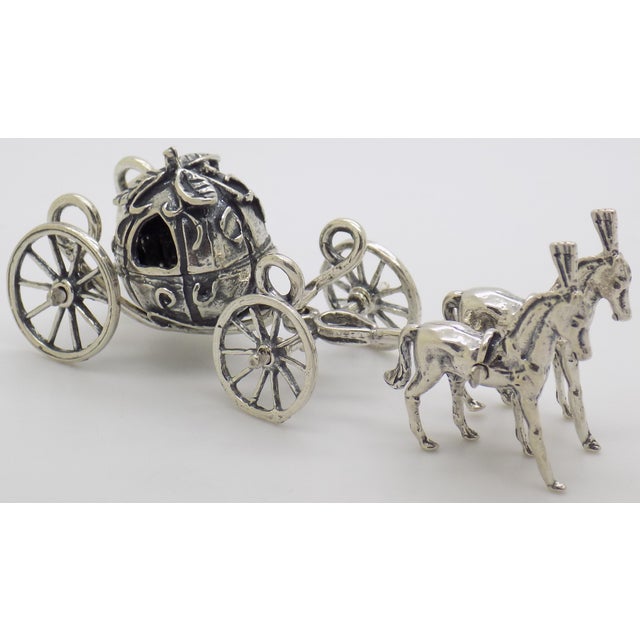 Metal Vintage Italian Handmade Genuine Silver Cinderella Princess Carriage Solid Figurine, Made in Tuscany (Arezzo, Italy) For Sale - Image 7 of 11