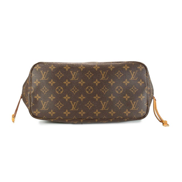 Early 21st Century Louis Vuitton Monogram Neverfull MM Leather Brown Tote Bag For Sale - Image 5 of 13