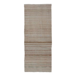 Turkish Vintage Kilim Stripe Runner in Earth Tones 2'5" X6'4" For Sale