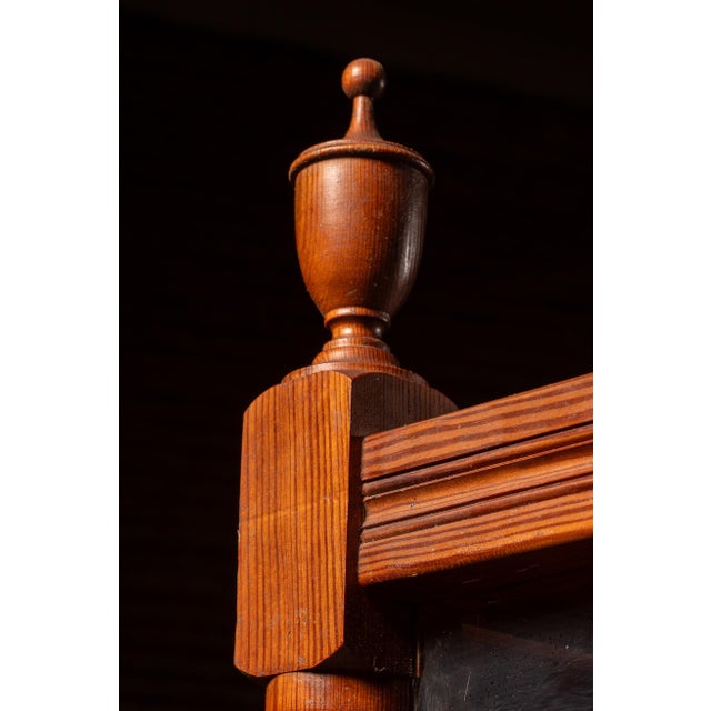 Wood Late 19th Century Tall Victorian Oak Rolling Glass Display Cabinet For Sale - Image 7 of 12