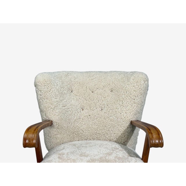 Danish Cabinetmaker, Lounge Chairs, Shearling, Beech, 1940s For Sale In New York - Image 6 of 12