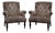 Chesterfield Armchairs in Gray Pattern Velvet, Set of 2 For Sale