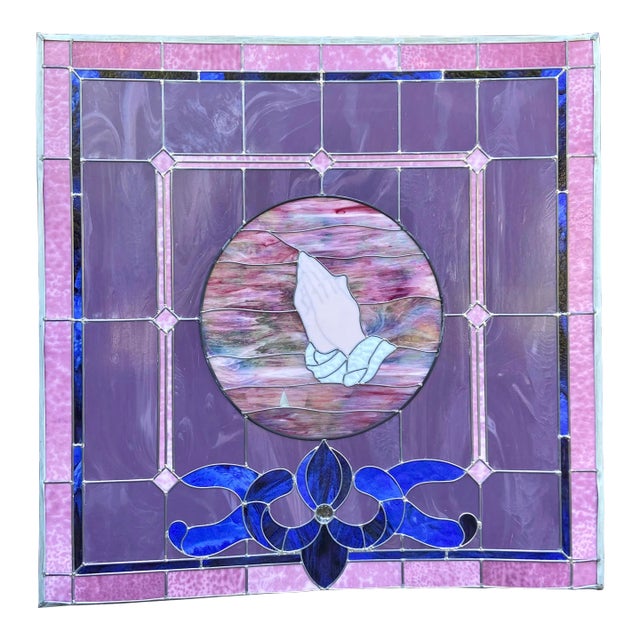 Early 20th Century Church Architectural Ornament Stain Glass Altar Window For Sale