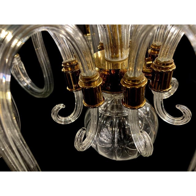 Italian Murano Glass Chandelier with Gold Inserts attributed to Barovier & Toso, 1970s For Sale - Image 12 of 18