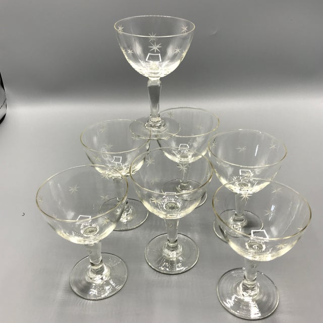 Noritake Starburst Hand Blown Crystal Cocktail Glasses Set of 7