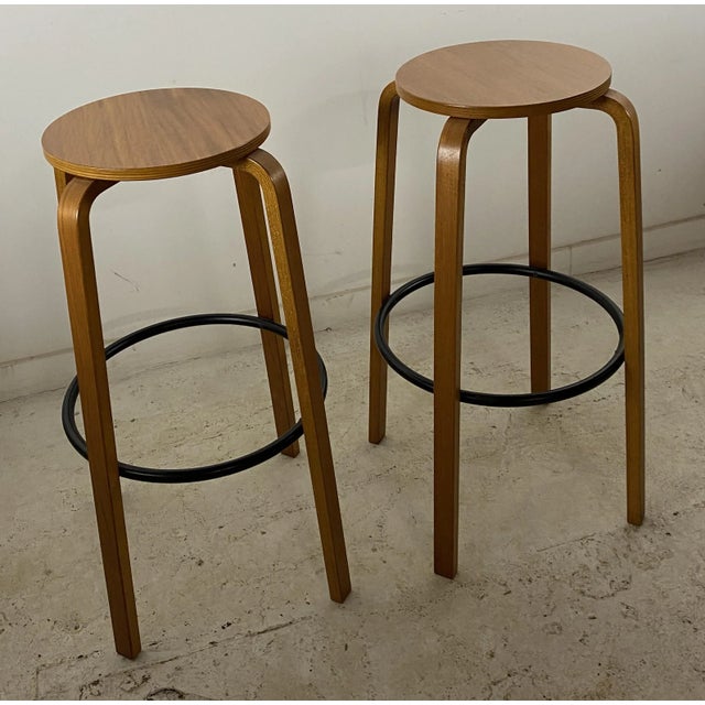 Brown Mid-Century Modern Teak Bentwood Bar Stools - a Pair For Sale - Image 8 of 8