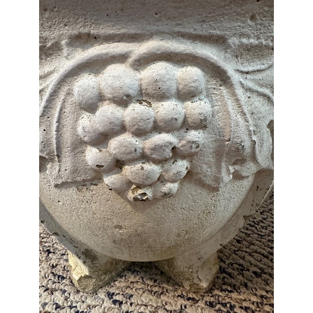 Vintage Concrete Planters With Grape Motif -a Pair For Sale - Image 10 of 12
