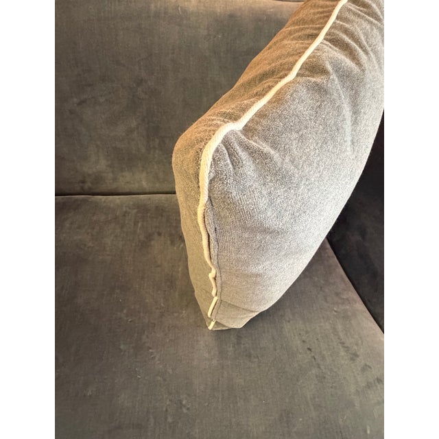 Gray With White Border Mohair Pillow New Insert For Sale - Image 4 of 5