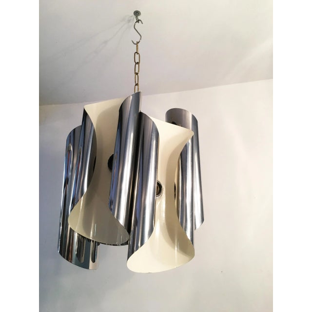 Mid-Century Modern Chromed Steel Ceiling Lamp, 1950s For Sale - Image 3 of 6