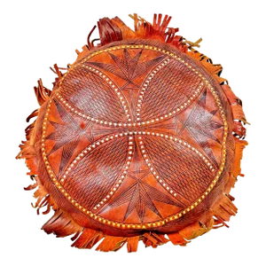 Vintage Boho Style Leather Throw Pillow