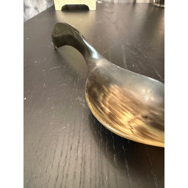 Bone Hand Carved Decorative Horn Spoon With Turned Handle For Sale - Image 7 of 9