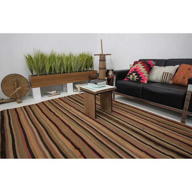 Oversized Vintage Striped Kilim Rug For Sale In Los Angeles - Image 6 of 7