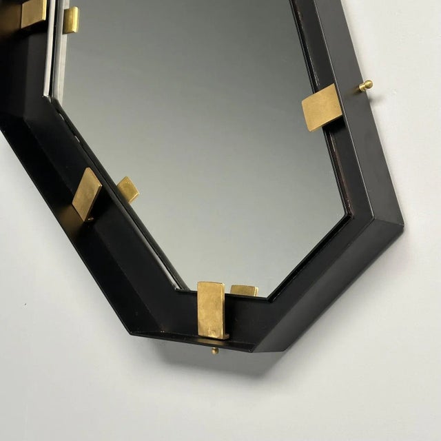 Black Contemporary, Industrial Modern, Angular Wall Mirrors, Steel, Brass, 2020s For Sale - Image 8 of 12