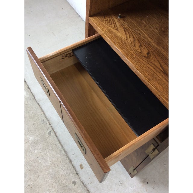Vintage Campaign Style Tall Cabinet With Lighted Shelving by Stanley For Sale - Image 13 of 17