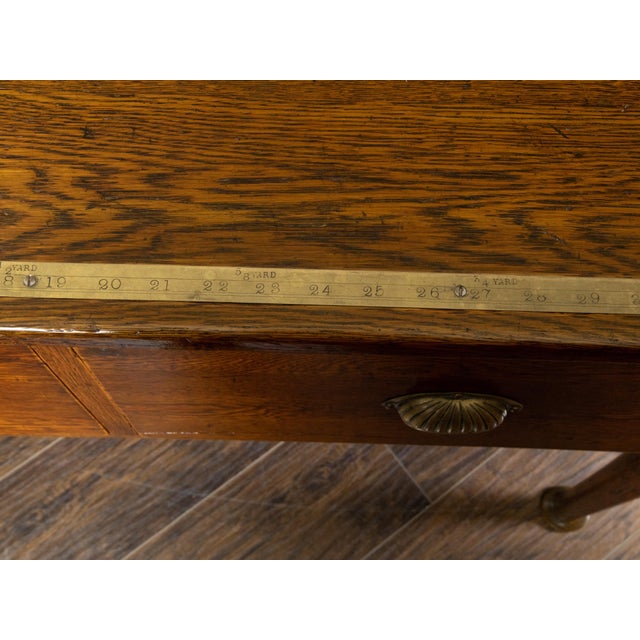 English English 19th Century Oak Drop Leaves Draper's Table with Brass Measuring Tape For Sale - Image 3 of 12