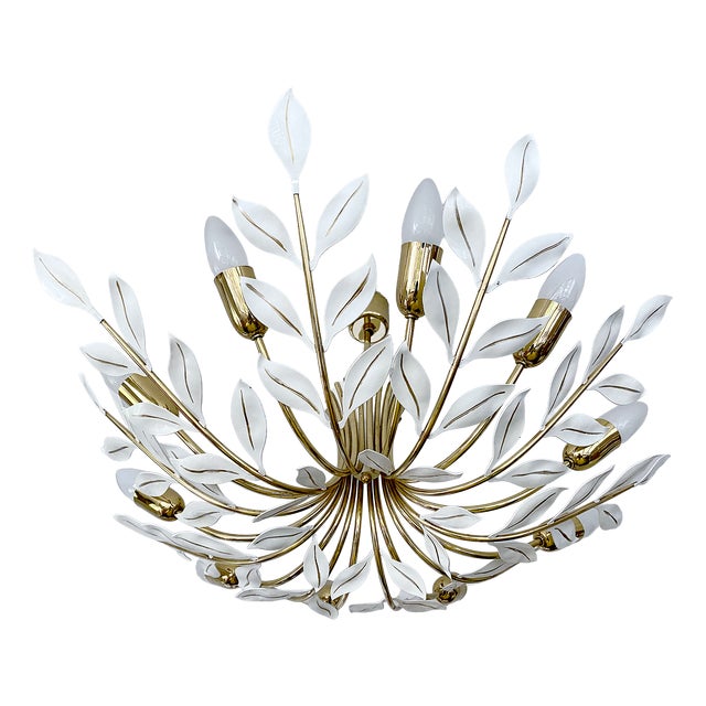 Vintage Floral Pendant Light from Vereinigte Werstaetten, 1950s For Sale