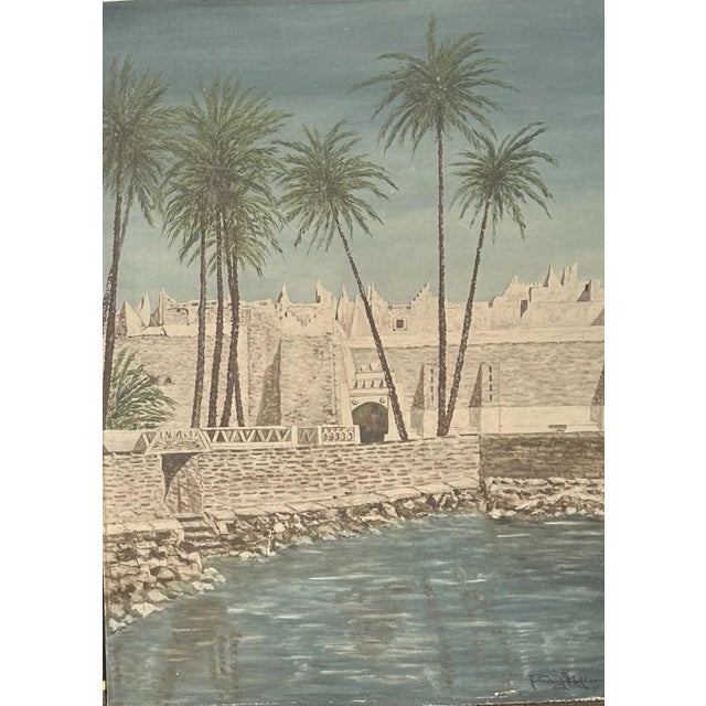 Modern Gadames, Libya, 1945, Oil Painting on Canvas For Sale - Image 3 of 12