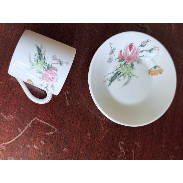 Limoges, France Mid 20th Century, Victorian Revival, French Limoges Floral Demitasse Cup and Saucer Set - 4 pcs For Sale - Image 4 of 8