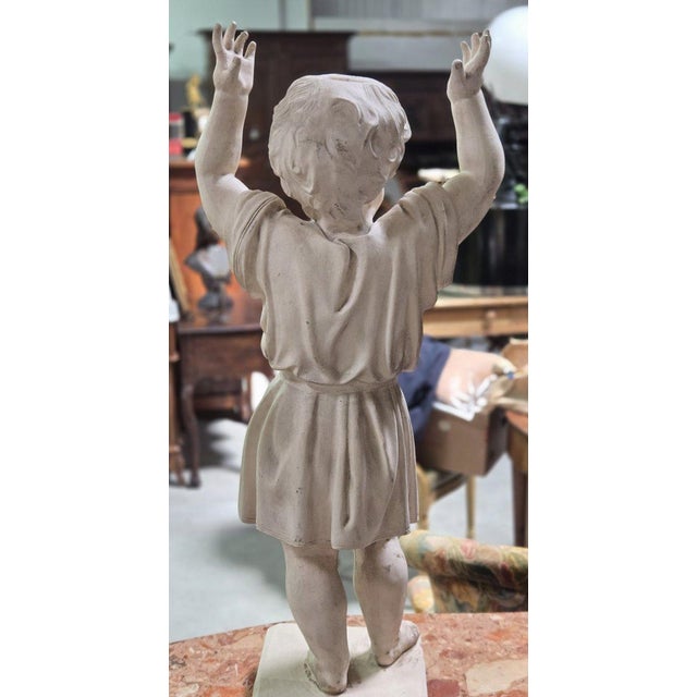 19th Century Putto with Raised Arms, 1800s, Plaster For Sale - Image 5 of 8