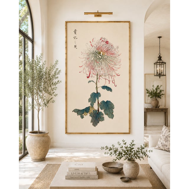 Asian Mum by Hasegawa, Vintage Japanese Botanical Art Print, 40" X 60" For Sale - Image 9 of 11