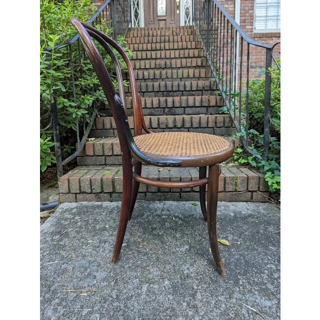 Industrial Early Jacob and Josef Kohn No. 30 Bentwood Cafe Chair With Caned Seat For Sale - Image 3 of 9