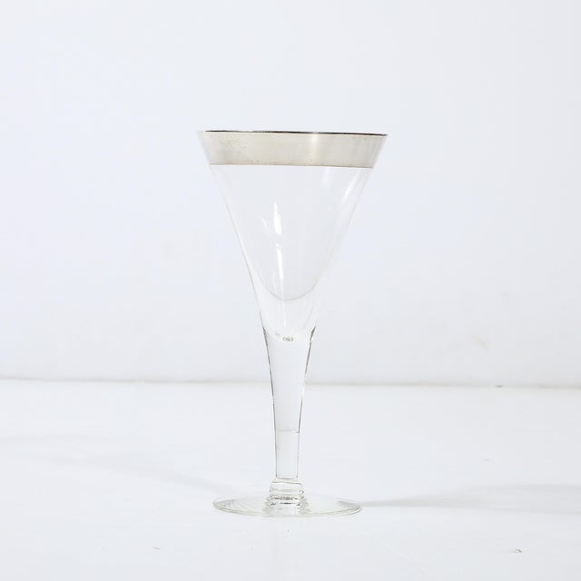 Metal Set of Six Silver Gilt Rimmed Martini Glasses by Dorothy Thorpe For Sale - Image 7 of 11
