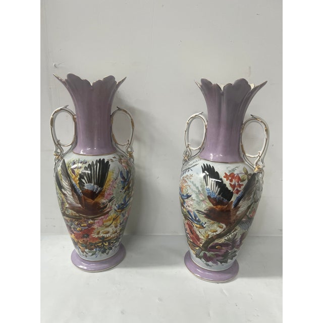 Polychrome Porcelain Vases, 19th Century, Set of 2 For Sale - Image 16 of 18