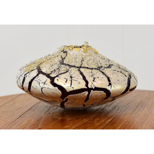 Blaker DeSomma Signed Art Glass Vase Gold Red White For Sale In Tampa - Image 6 of 10